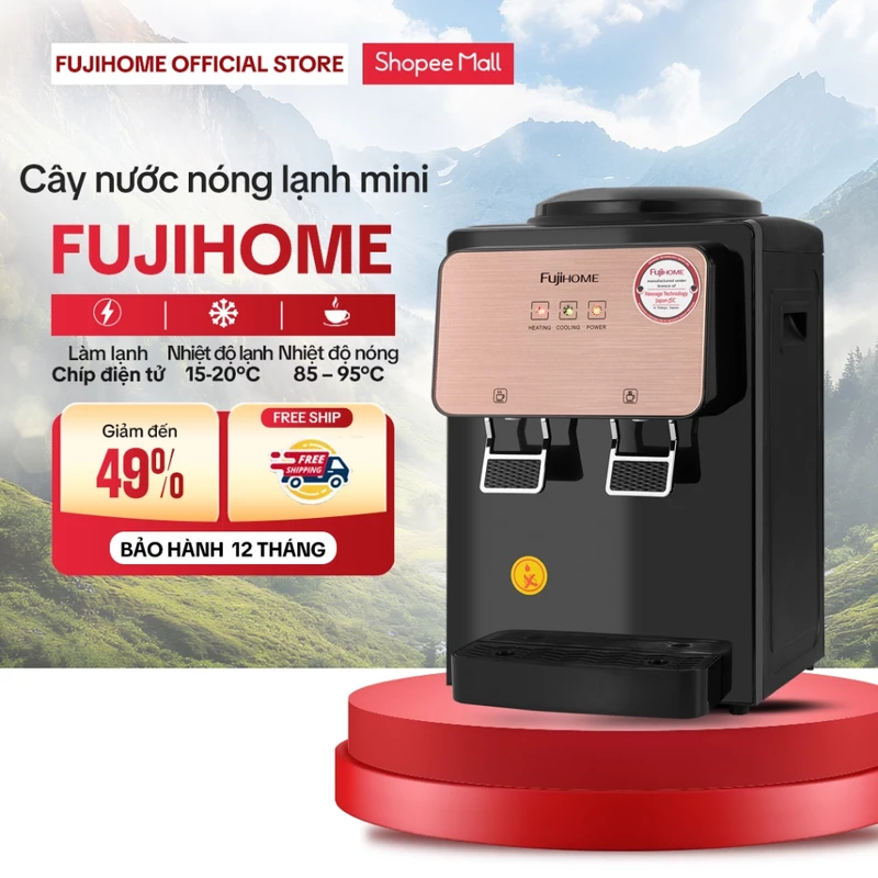 Cây nước nóng lạnh mini để bàn FujiHome nhập khẩu, máy nước nóng uống bình lọc an toàn tiết kiệm điện dispenser wate — ảnh 1