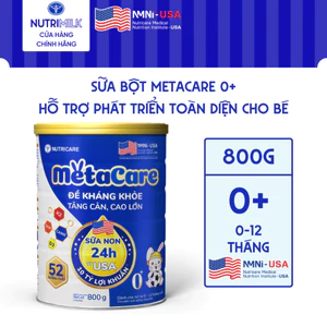 Sữa Bột METACARE 0+ Nutricare Giúp Bé Tăng Cân Phát Triển Chiều Cao Tăng Cường Sức Đề Kháng Bé 0-12 Tháng Tuổi 800G/Lon
