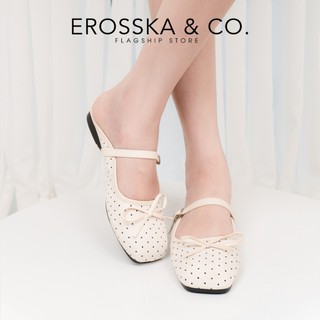 [EROSSKA] - Giày sục balletcore chấm bi nữ tính kiểu dáng basic style Hàn màu nâu chấm bi - EL133