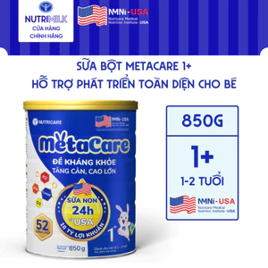 Sữa Bột METACARE 1+ Nutricare Sữa Non 24h và 10 Tỷ Lợi Khuẩn Bé Tăng Cân Cao Lớn Đề Kháng Khoẻ Từ 1-2 Tuổi Lon 850G