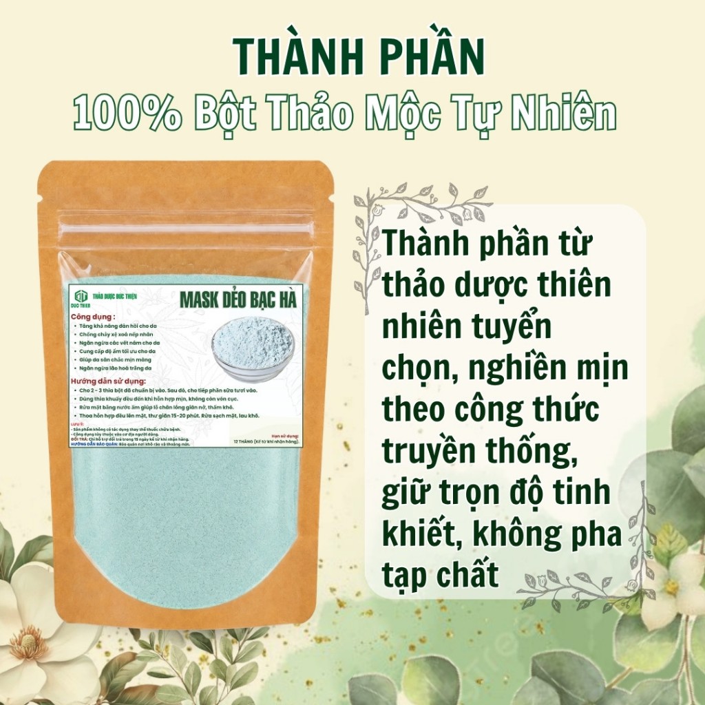 Mask Dẻo Bạc Hà Đức Thiện (Mịn, Sạch, Thơm) - Chăm Sóc Da, Dưỡng Trắng, Giảm Mụn, Trắng Mịn