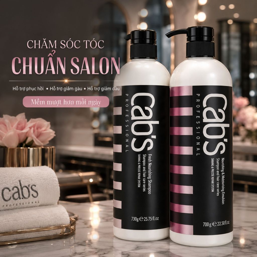 Cặp Dầu Gội Xả CAB'S 730ml | Sạch Thoáng Da Đầu, Dưỡng Ẩm Tóc Khô Xơ & Mềm Mượt