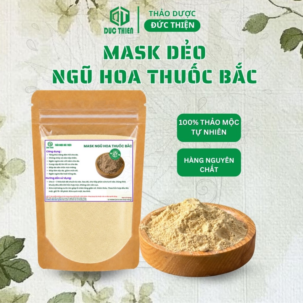 Mặt Nạ Dẻo Ngũ Hoa Thuốc Bắc 100g – Giải Pháp Da Mụn, Làm Trắng, Hồng Hiệu Quả (Có Túi Dùng Thử)
