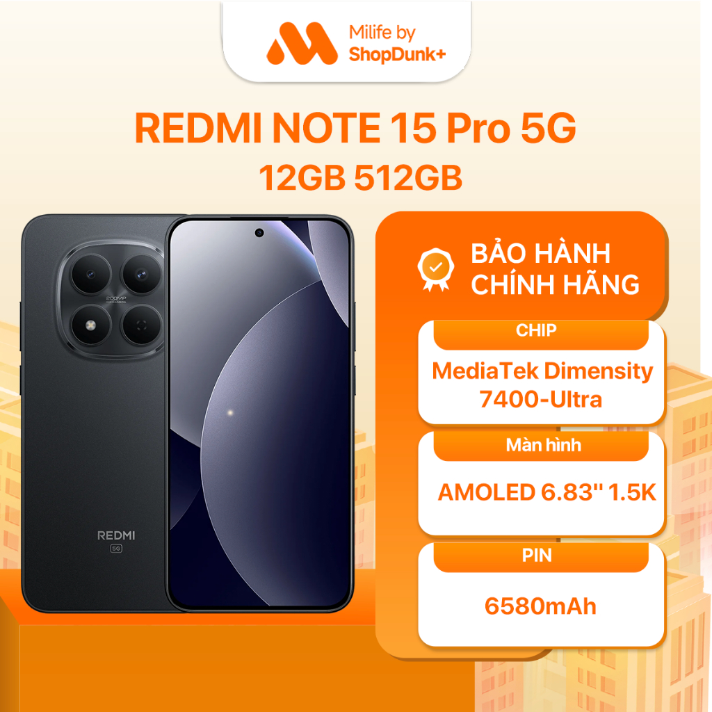 Điện Thoại Xiaomi Redmi Note 15 Pro 5G 8+256 | 12+512 Chính Hãng BH 18 Tháng