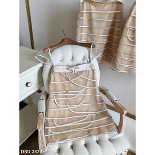 Váy Tơ Lưới Tầng 2 Dây Xếp Ly Ngực Nơ Chuẩn Linh Hoàng