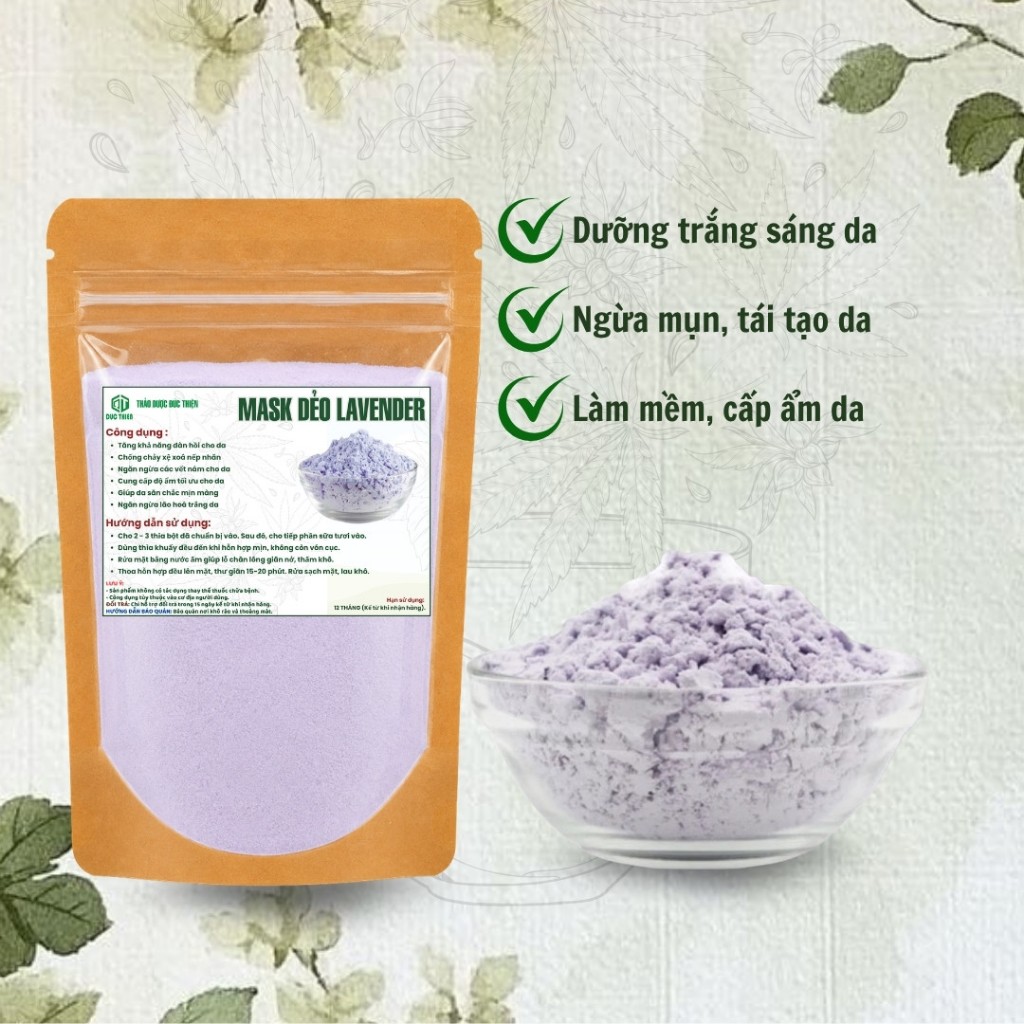 Bột Mặt Nạ Dẻo Lavender Đức Thiện – Dưỡng Da, Ngừa Lão Hóa, Hỗ Trợ Mụn, Sáng Da, Đẹp Da