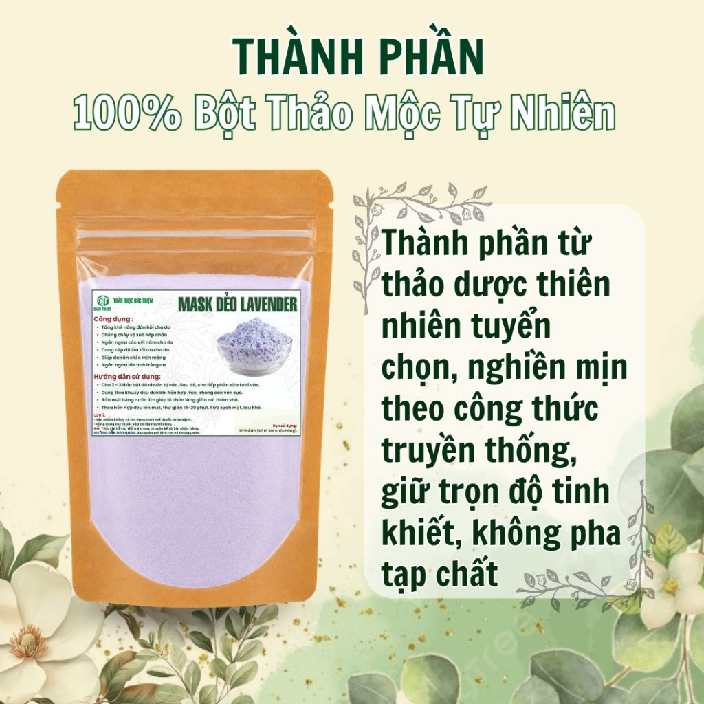 Bột Mặt Nạ Dẻo Lavender Đức Thiện – Dưỡng Da, Ngừa Lão Hóa, Hỗ Trợ Mụn, Sáng Da, Đẹp Da