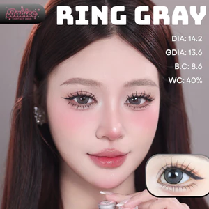 Lens mắt Ring Gray màu xám mắt mèo long lanh viền mảnh - size vừa, thương hiệu Babiee, hsd 12 tháng