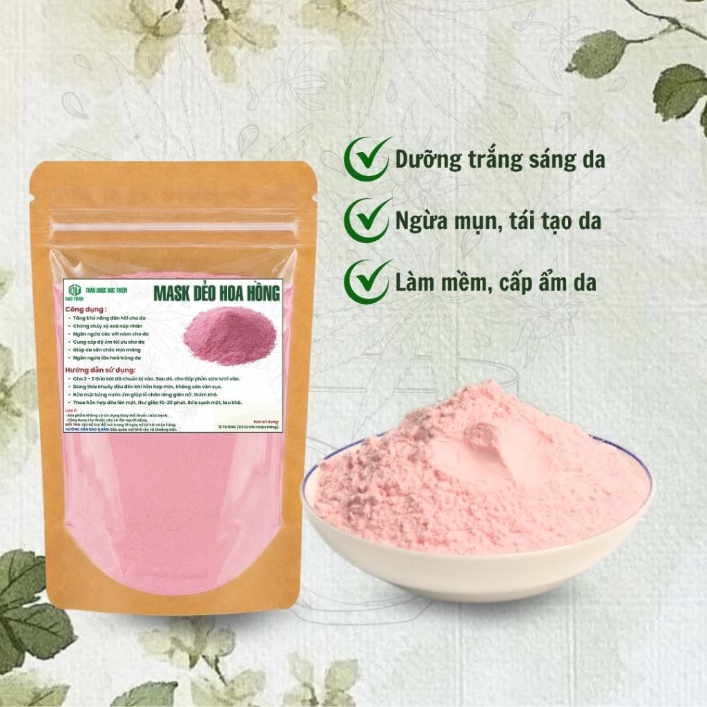 Bột Mặt Nạ Dẻo Hoa Hồng - Mask Dẻo Hoa Hồng Chuyên Spa Chăm Sóc Da, Dưỡng Trắng, Săn Chắc Da