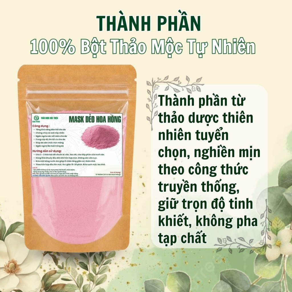Bột Mặt Nạ Dẻo Hoa Hồng - Mask Dẻo Hoa Hồng Chuyên Spa Chăm Sóc Da, Dưỡng Trắng, Săn Chắc Da