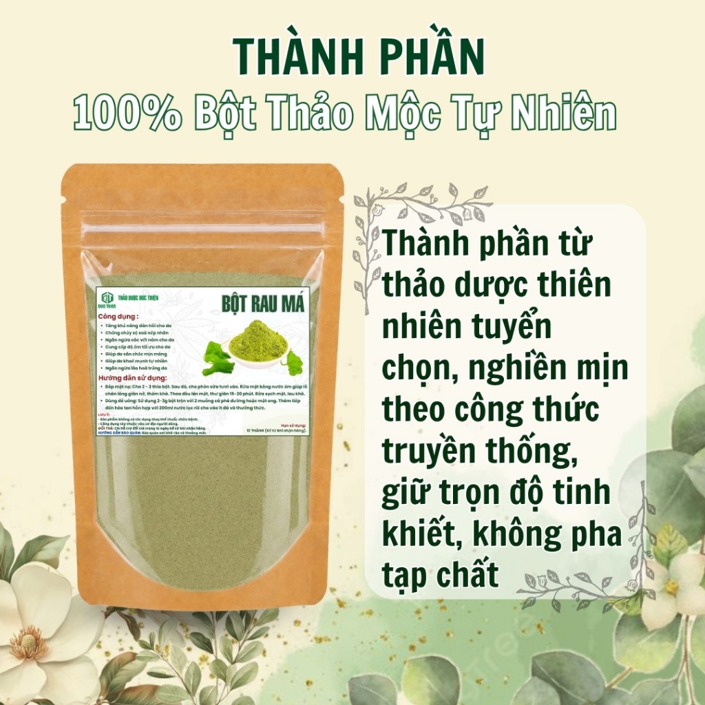 Bột Rau Má Đức Thiện (Mịn, Sạch, Thơm) - Làm Đẹp Da, Sáng Da, Bổ Sung Vitamin, Giảm Mun Thâm Nám
