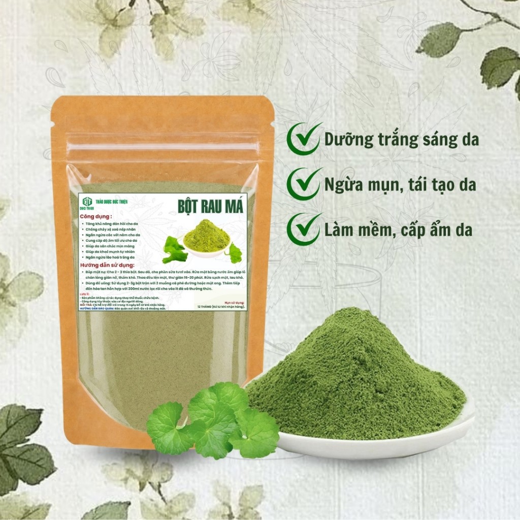 Bột Rau Má Đức Thiện (Mịn, Sạch, Thơm) - Làm Đẹp Da, Sáng Da, Bổ Sung Vitamin, Giảm Mun Thâm Nám