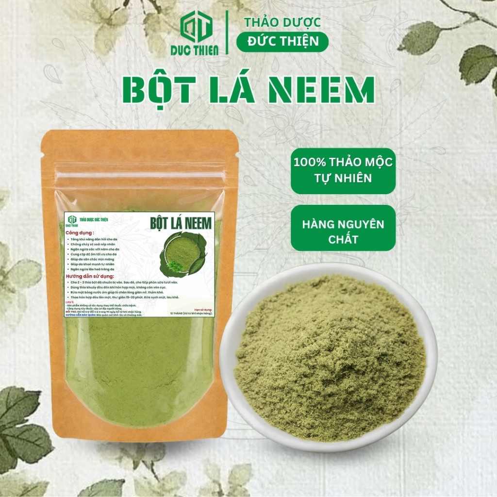 Bột Lá Neem Đức Thiện (Mịn, Sạch, Thơm) - Giảm Mun, Dưỡng Trắng Da, Đẹp Da, Chống Lão Hoá, Mờ Thâm