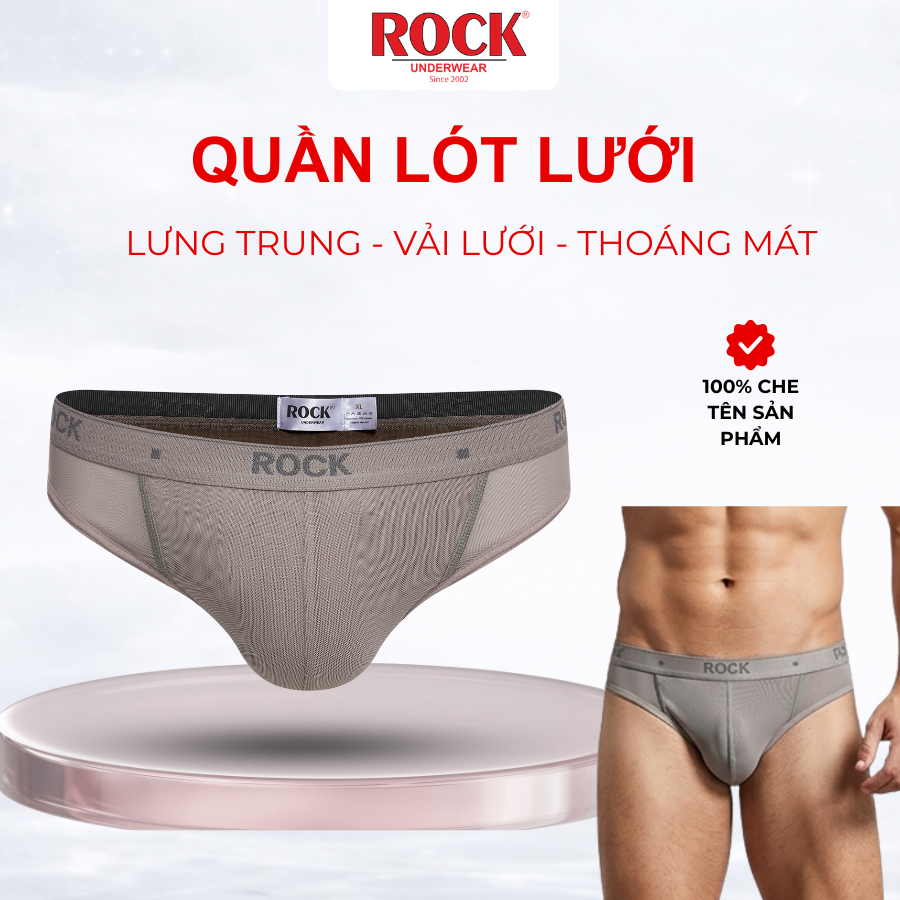 Quần lót nam cao cấp phối lưới độc quyền cá tính ROCK 017 cotton 4 chiều thấm hút tốt, thoáng mát