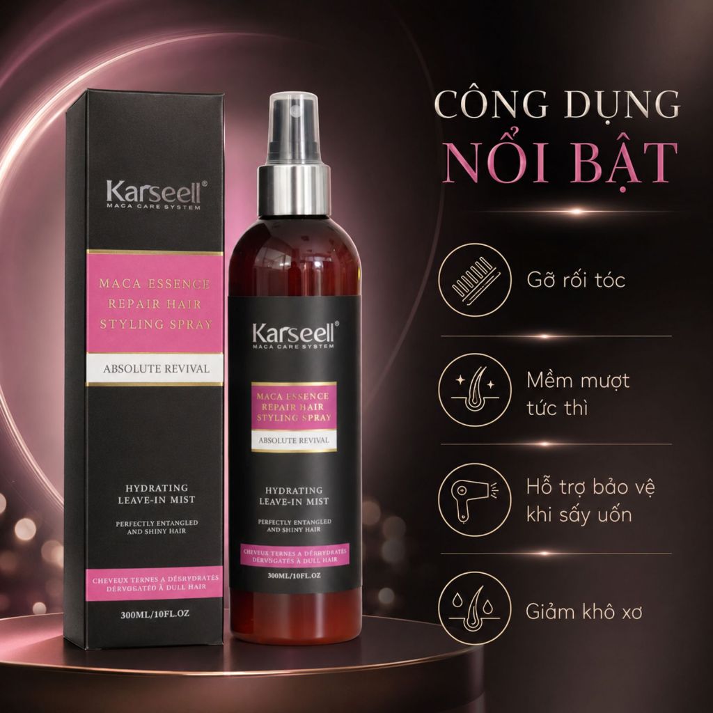 Xịt Đạm Dưỡng Tóc Karseell/Pallamina 300ml | Hỗ Trợ Bảo Vệ Tóc Khi Sấy Uốn, Gỡ Rối & Mềm Mượt
