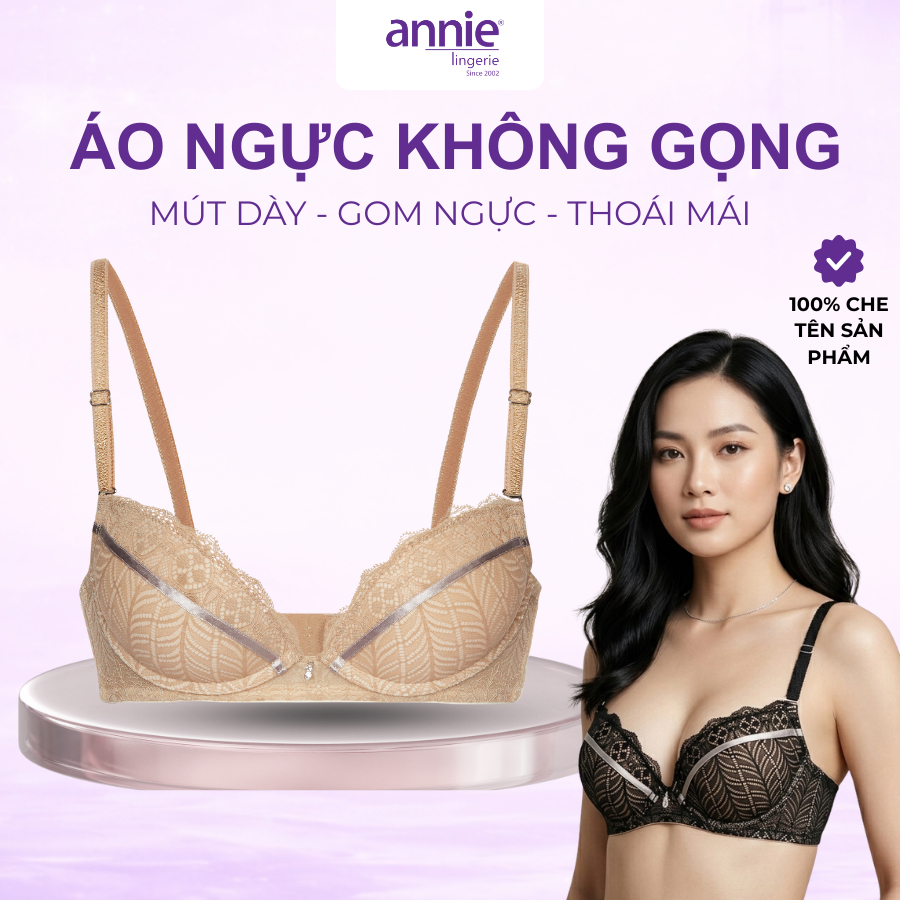 Áo ngực nữ annie lingerie BRA 8139 ren không gọng,nâng ngực,bản to tạo dáng ngực thấm hút,mút vừa