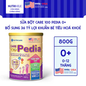 Sữa Bột CARE 100 GOLD PEDIA 0+ Nutricare Hỗ Trợ Tăng Cân Tăng Cường Miễn Dịch Tiêu Hoá Khoẻ Chứa Sữa Non 24h Cho Bé 800G