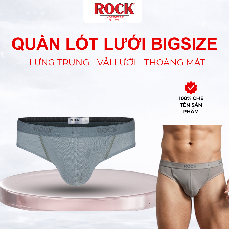 Quần lót nam bigsize cao cấp phối lưới  ROCK 1103 cotton 4 chiều thấm hút tốt, thoáng mát, không cấn