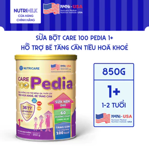 Sữa Bột CARE 100 GOLD PEDIA 1+ Nutricare Hỗ Trợ Tăng Cân Tăng Cường Miễn Dịch Tiêu Hoá Khoẻ Chứa Sữa Non 24h Cho Bé 800G