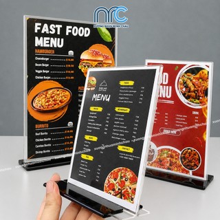 (Xuất hoá đơn VAT)  Bảng menu mica A4, A5, A6, Bảng QR thanh toán, Bảng mica trong suốt
