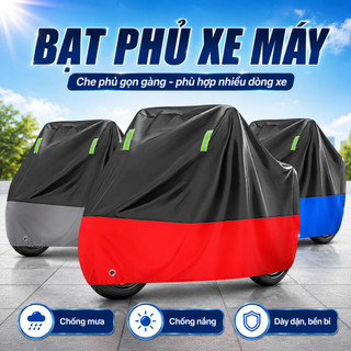(SẴN) Bạt Phủ Xe Máy Vải Dù Chống Thấm Cao Cấp, Áo Trùm Xe Máy Phản Quang Chống Nắng Mưa Ngoài Trời