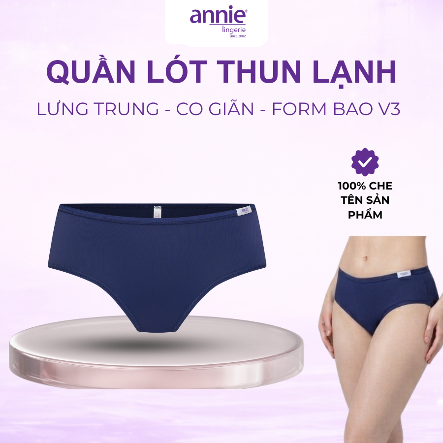Quần lót nữ trơn thun lạnh, lưng cao, form lớn signature annie 4536 ôm sát cơ thể,mềm mịn,thoáng mát