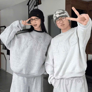 [MẪU MỚI 2026] áo sweater cổ tròn thêu chữ nổi INS 5 màu nam nữ unisex fom rộng mặc cặp nhóm SSL