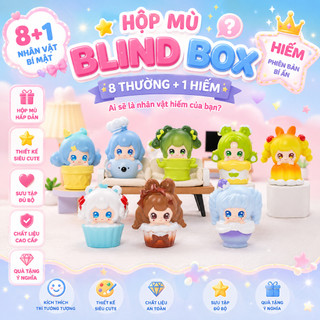 Hộp Mù Blind Box Bé Gái Kem Ly Siêu Cute 8 Thường + 1 Hiếm – Mô Hình Chibi Mini Sưu Tầm, Quà Tặng Dễ Thương