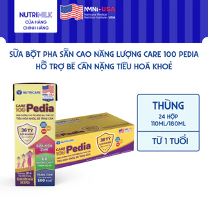 Thùng 48 Hộp Sữa Bột Pha Sẵn CARE 100 PEDIA Nutricare Cho Bé Từ 1 Tuổi Hỗ Trợ Phát Triển Cân Nặng Chiều Cao Tiêu Hoá Kho