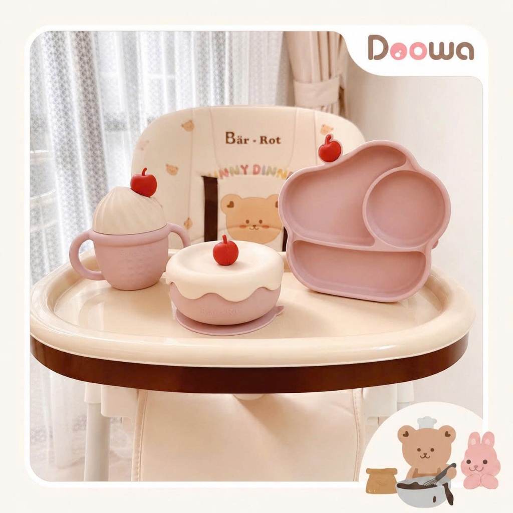 Bộ Ăn Dặm Silicone Cupcake Bar rot  An Toàn & Dễ Thương Cho Bé Yêu
