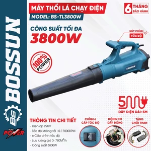 Máy thổi lá điện công suất lớn BS BOSSUN BS-TL3800W 3800W, Chỉnh tốc 6 cấp, Tốc độ cao 18.500v/p