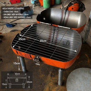 Bếp nướng than hoa làm từ vỏ bình gas thép tôi 2li chống han rỉ, phù hợp gia đình, du lịch...