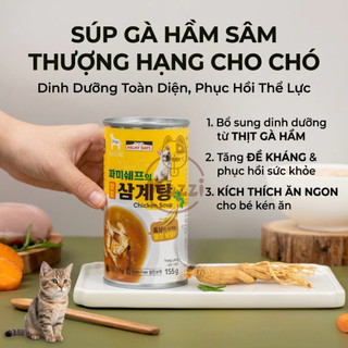[Lon 155gr] Súp gà hầm sâm cho chó mèo Palmy Days Hàn Quốc