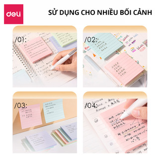 Set 100 Giấy Note Kẻ Ngang Màu Pastel Deli, Giấy Ghi Chú Học Từ Vựng, Lập Kế Hoạch, Văn Phòng