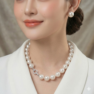 [N1174] Vòng Cổ, Dây Chuyền Ngọc Nhân Tạo Trắng Khoá Cao Cấp Sang Trọng Cho Nữ Phù Hợp Đi Sự Kiện