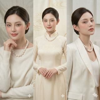 [N1174] Vòng Cổ, Dây Chuyền Ngọc Nhân Tạo Trắng Khoá Cao Cấp Sang Trọng Cho Nữ Phù Hợp Đi Sự Kiện