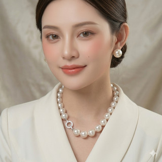 [N1174] Vòng Cổ, Dây Chuyền Ngọc Nhân Tạo Trắng Khoá Cao Cấp Sang Trọng Cho Nữ Phù Hợp Đi Sự Kiện