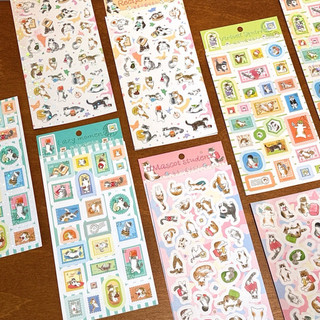 Little Stationery | Sticker Mèo Cute Vintage Trang Trí Sổ Tay Journal Scrapbook DIY