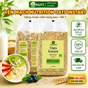 【COMBO 4 GÓI】Yến Mạch Cán Dẹt Nutrition Oats Instant 500g – Yến Mạch Ăn Kiêng Giảm Cân, Eat Clean, Dùng Cho Gym