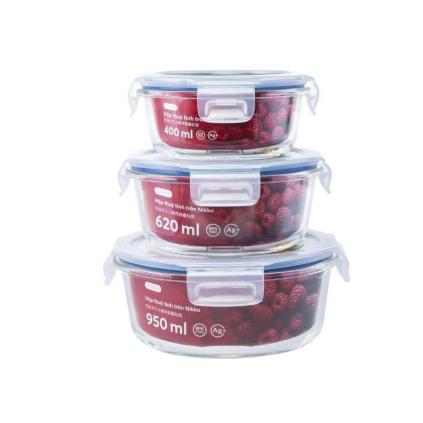 [HÀNG TẶNG KHÔNG BÁN] HỘP THỦY TINH TRÒN NIKKO 950ML