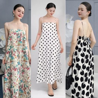 Đầm 2 dây tiểu thư maxi dáng dài, Váy nữ sang chảnh đi biển, Váy hai dây basic mặc hè đi du lịch cho nữ VD01- BIATON