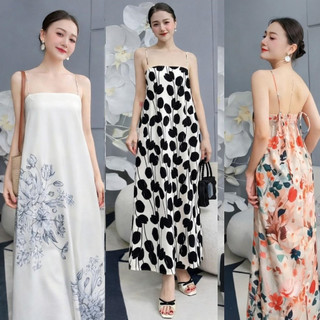 Đầm 2 dây tiểu thư maxi dáng dài, Váy nữ sang chảnh đi biển, Váy hai dây basic mặc hè đi du lịch cho nữ VD01- BIATON