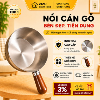 Nồi Mini Inox Cán Gỗ 14cm,Chống Bỏng ,Tay Cầm Chắc Chắn,Nấu Mì,Đun Sữa,Dùng Được Bếp Gas & Bếp Từ