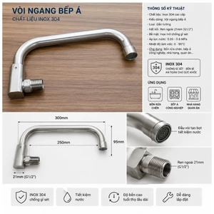 Vòi ngang bếp Á chất liệu inox 304