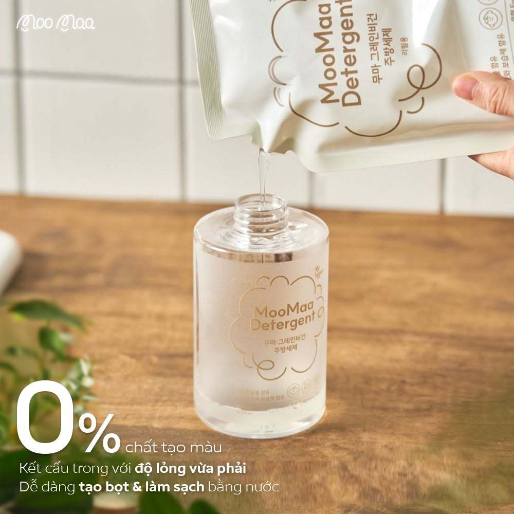 Nước rửa bình ngũ cốc thuần chay Hàn Quốc MooMaa - Túi refill - 450ml