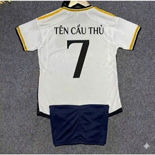 [CÓ IN TÊN] Bộ áo bóng đá trẻ em R,AL TRĂNG , đủ size cho bé 8-65kg, chất thun lạnh thoáng mát Top Kid