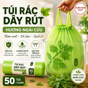 Combo 2 Túi đựng rác siêu dai hương ngải cứu xua đuổi ruồi muỗi và côn trùng, có dây rút siêu tiện lợi