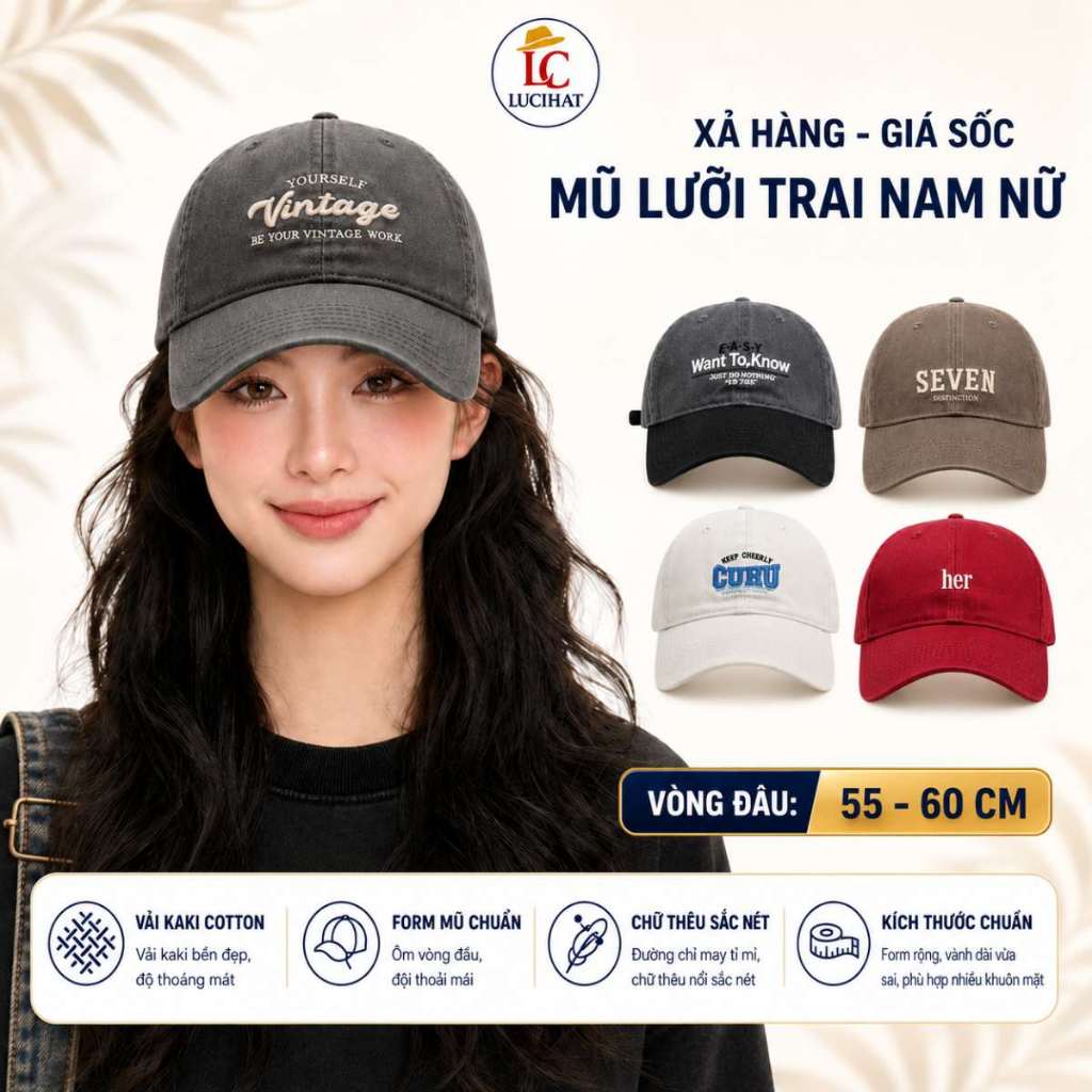 [XẢ MŨ LẺ- GIÁ SỐC] Mũ Lưỡi Trai Nam Nữ Chất Vải Kaki Cotton Mềm Mịn Nhiều Màu Hot Trend