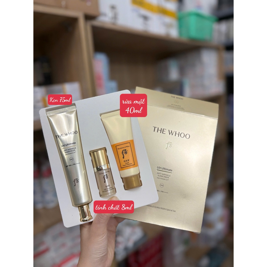 Set 3 Món Kem Chống Nắng Giảm Nếp Nhăn Whoo Gongjinhyang Anti - Wrinkle Sunscreen Special Set