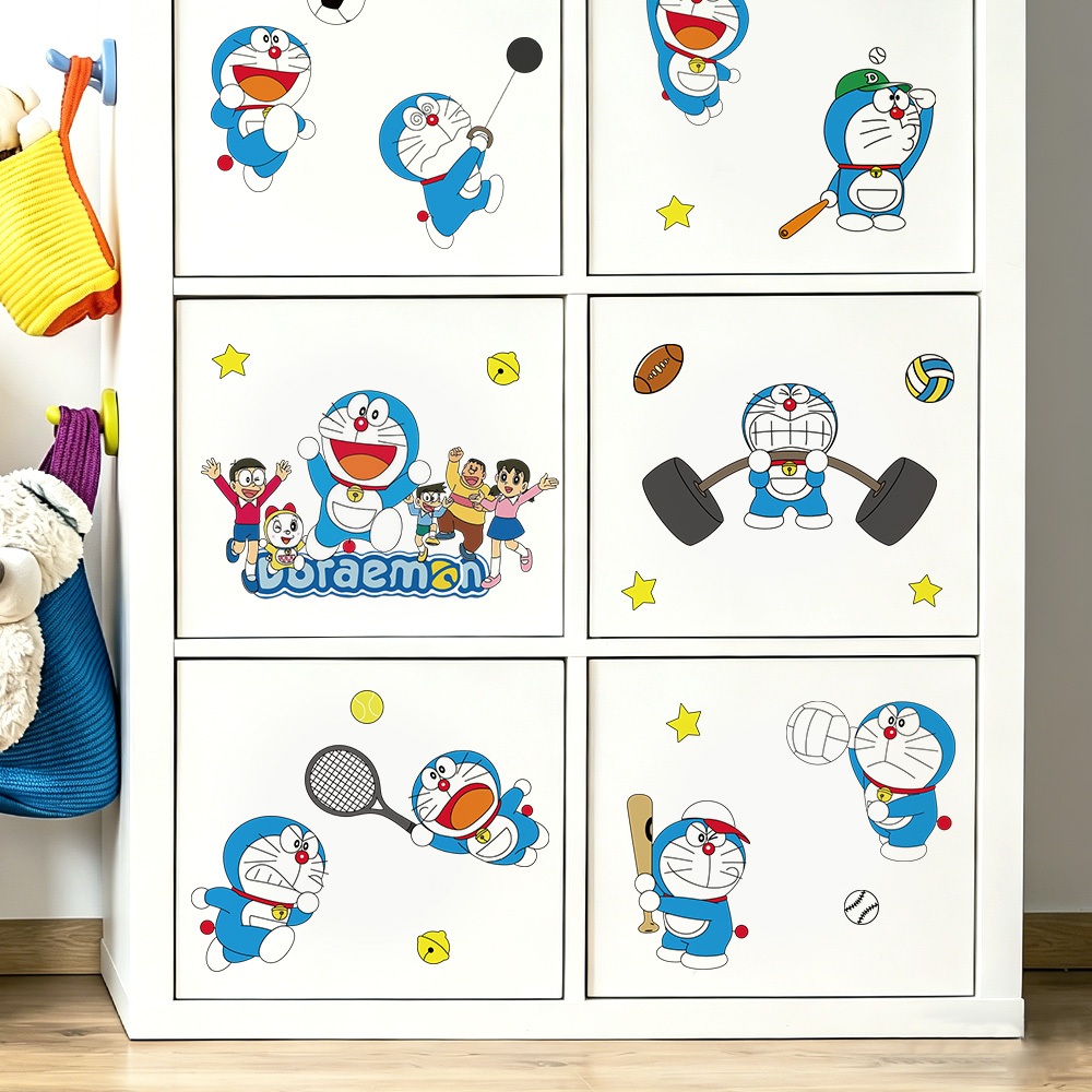 Sticker Decal Dán Tường Mèo Xanh Mẫu 2 Có Keo Sẵn 90x55.5cm - Trang Trí Tường Decor Phòng Ngủ